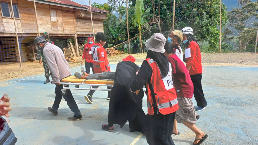 Pelatihan Mitigasi Bencana dan Simulasi Bencana Alam desa binaan Boneposi, Kec. Latimojong, Luwu. (22/10/2021). (Sumber Yayasan Hadji Kalla)